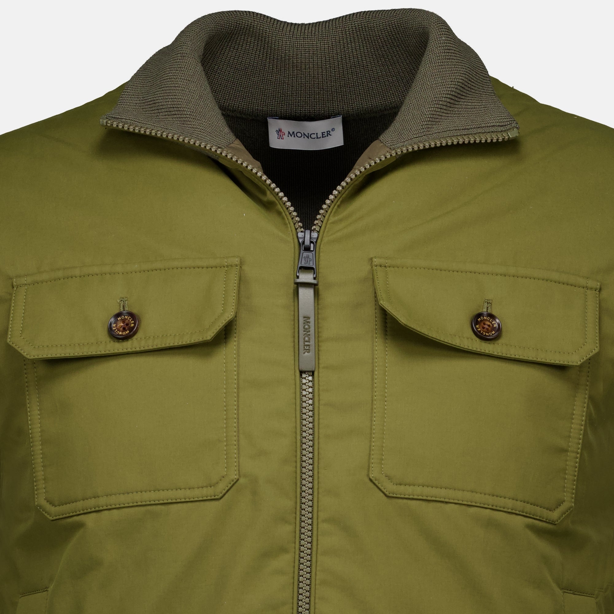 Vestes Cardigan en maille kaki Moncler Kaki Homme