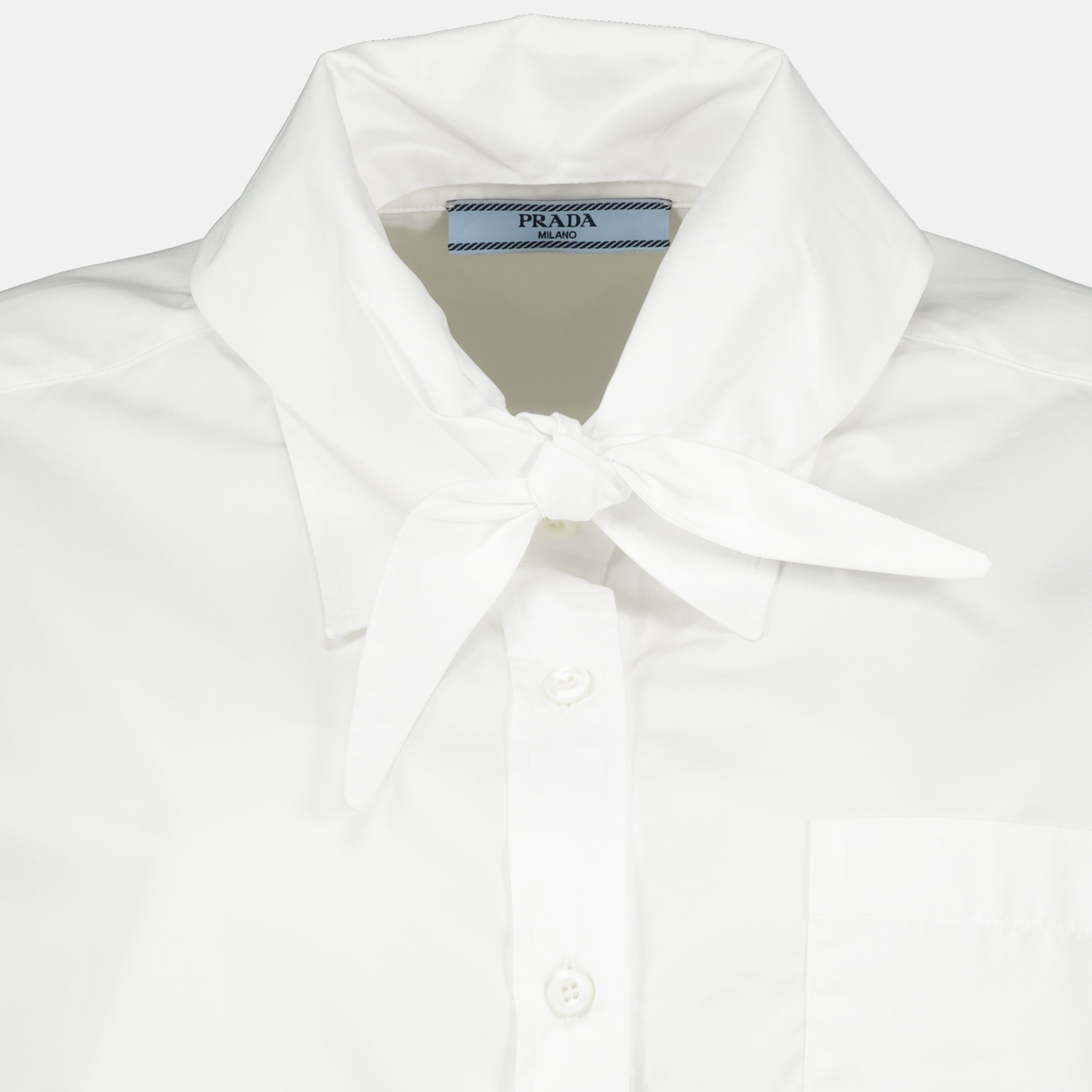 Chemises Camisa de Popelina Branca Prada Blanc Femme