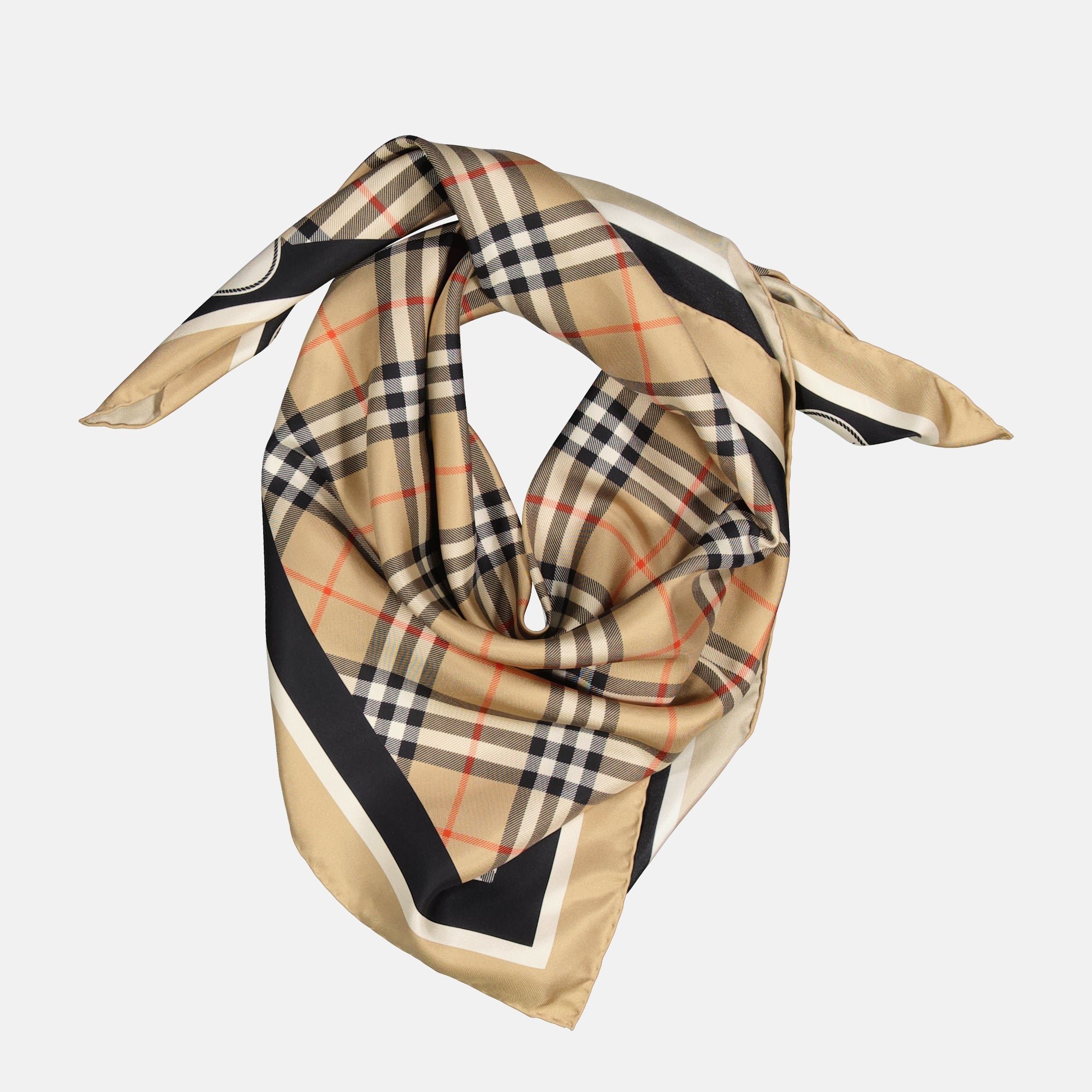 Écharpes, foulards et gants Foulard en soie à carreaux Burberry Beige Femme