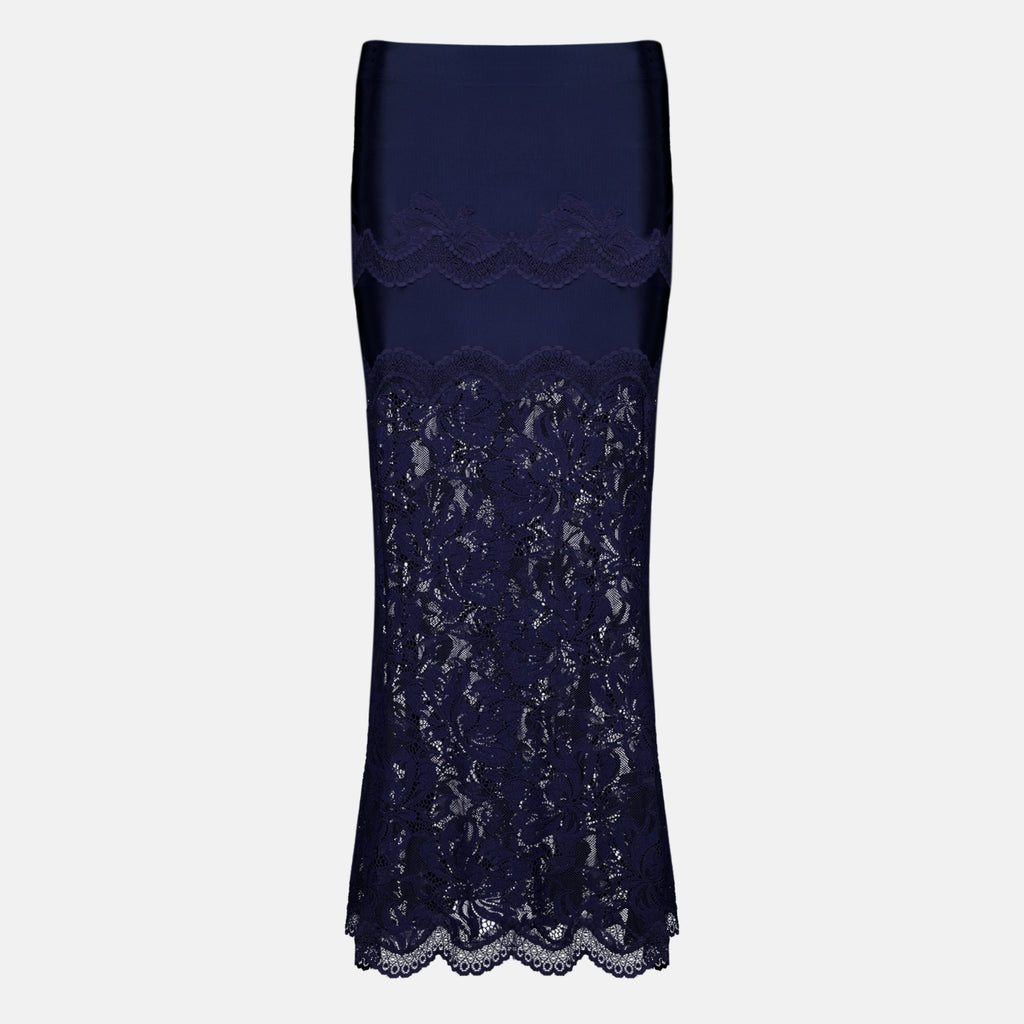 Jupes Falda Midi de Encaje Azul Marino Rabanne Bleu foncé Femme