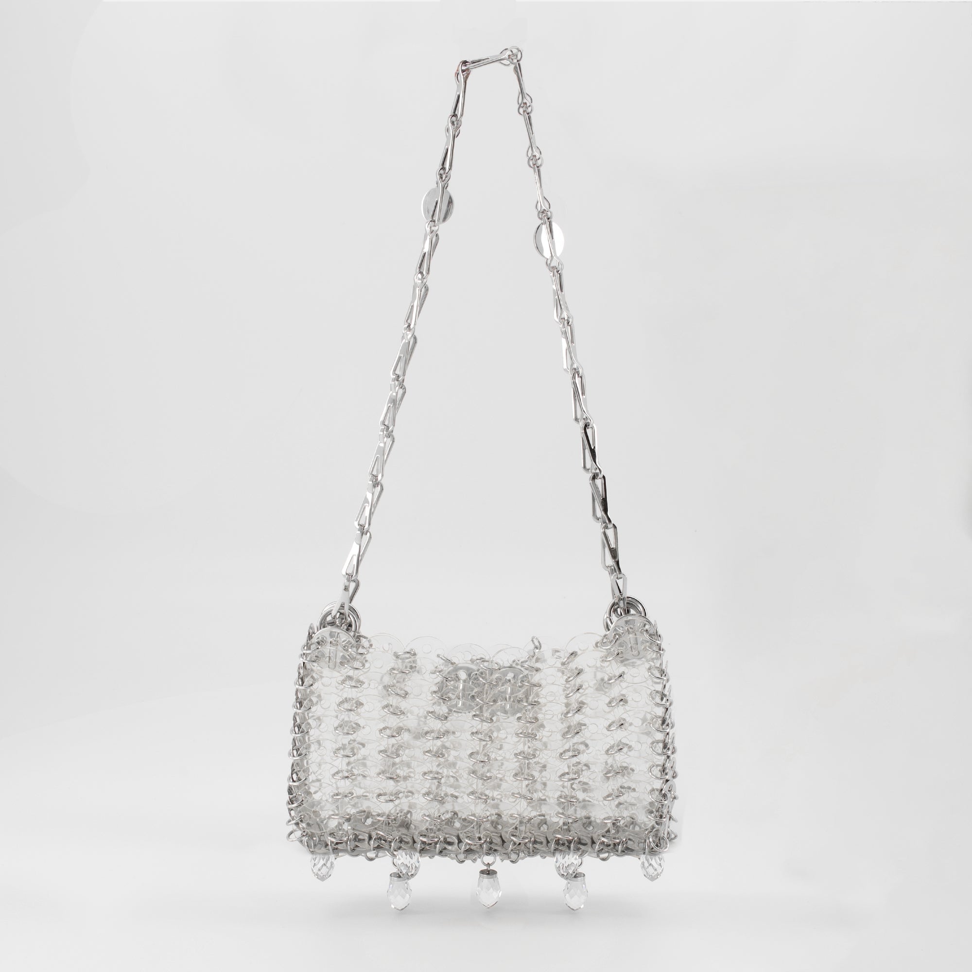 Image de l'article Sac 1969 nano avec cristaux argenté de la marque Rabanne pour Femme - Saison Printemps-Été 2026 - Vue de Dos