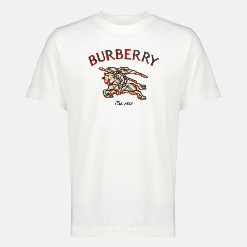 T-shirts Knight Check Weißes T-Shirt Burberry Blanc Homme