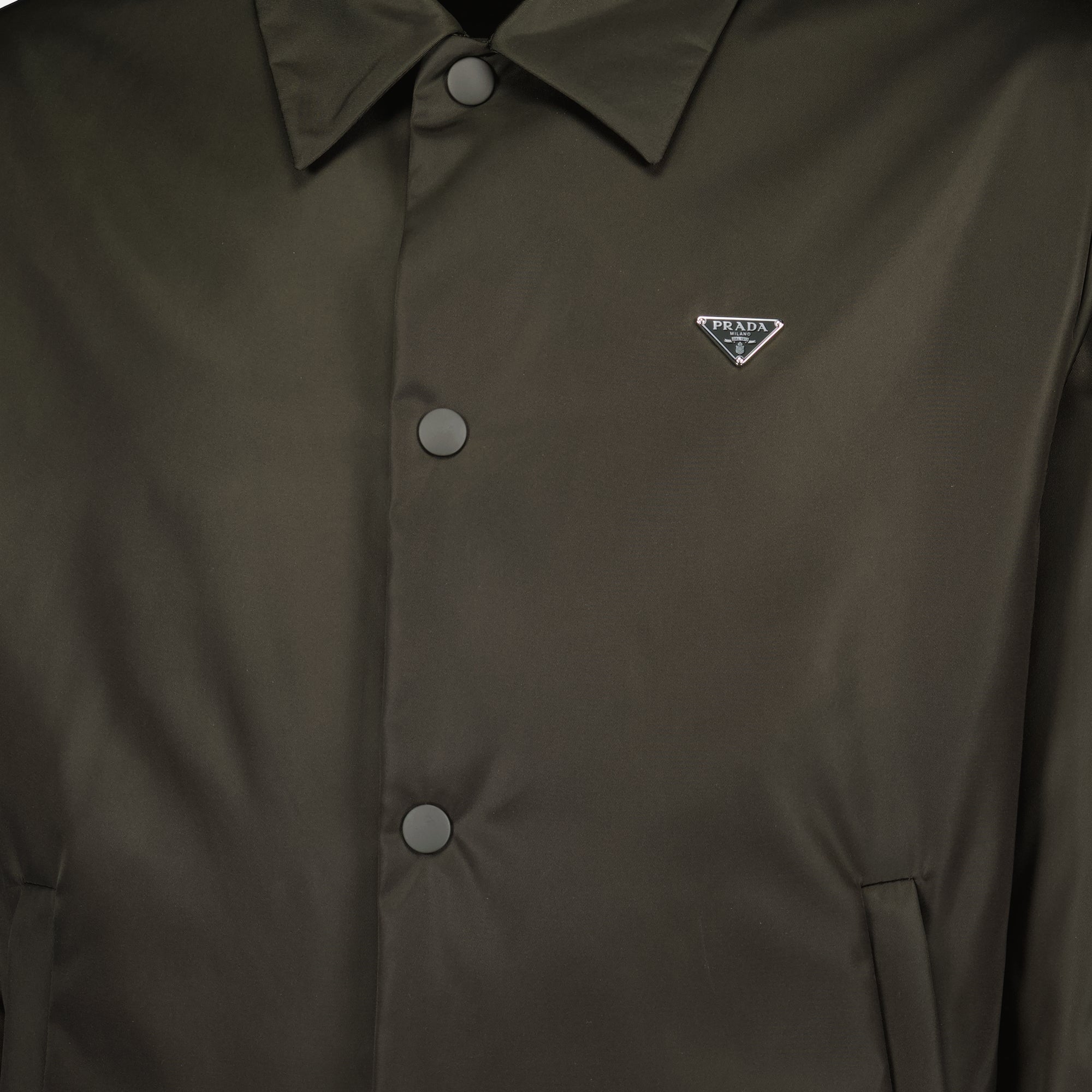 Image of the Prada Men's Khaki Nylon Jacket - Spring-Summer 2026 - Detailed View 1