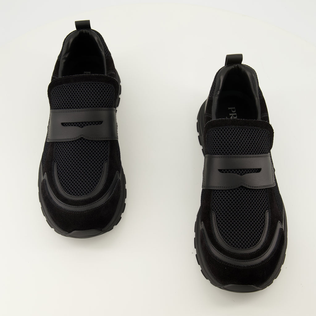Baskets Sapatilhas Prax em Malha Preta Prada Noir Homme