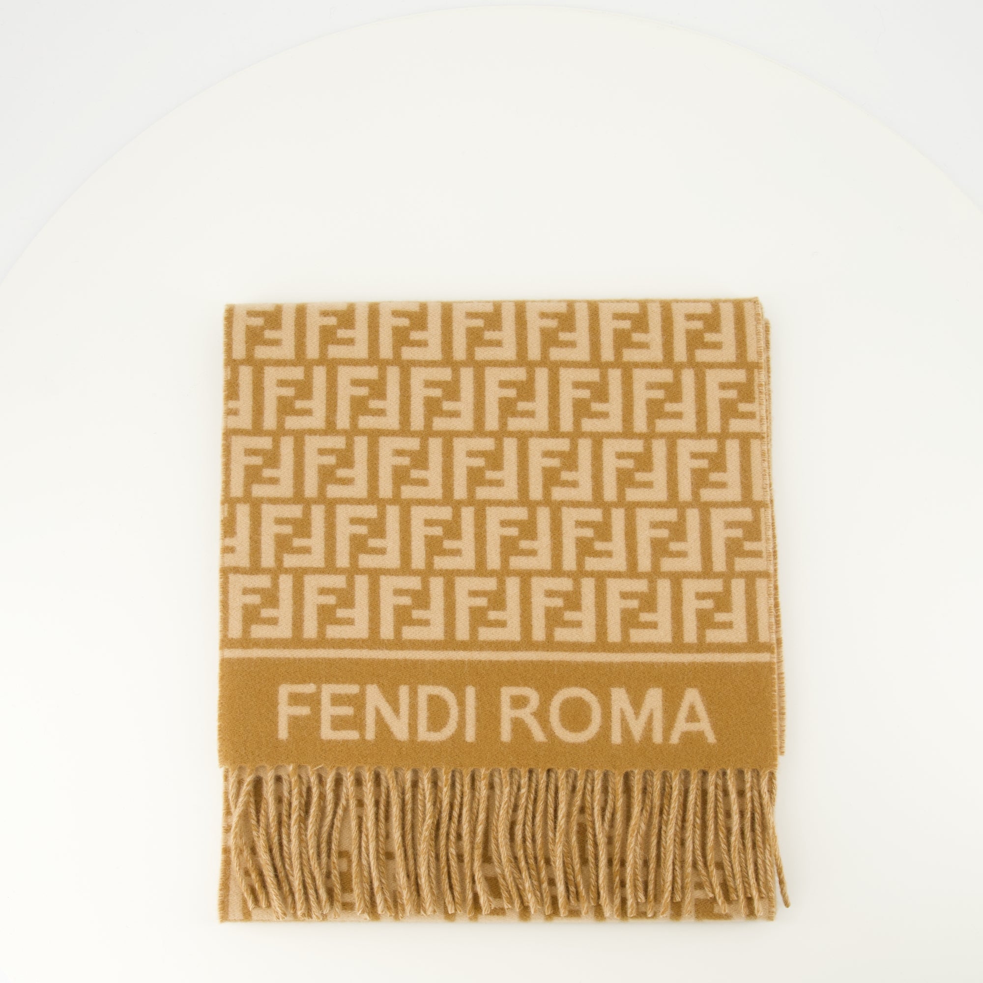 レディース FENDI ブラウンウール&シルクスカーフ