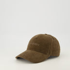 Imagen de la gorra de terciopelo marrón de Saint Laurent para hombres - Temporada Primavera-Verano 2026 - Vista Trasera