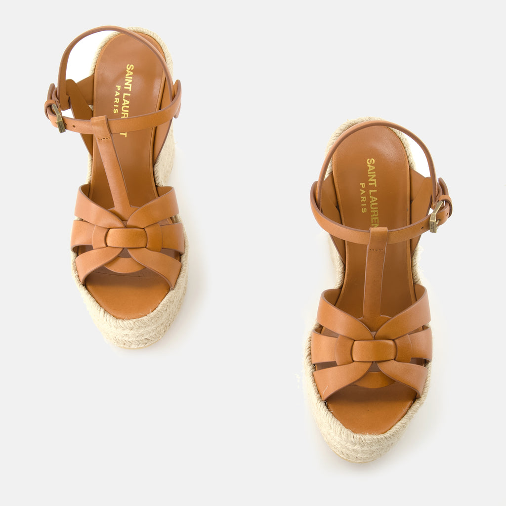 Platform shoes Tribute Wedge Sandals Saint Laurent Brown Femme