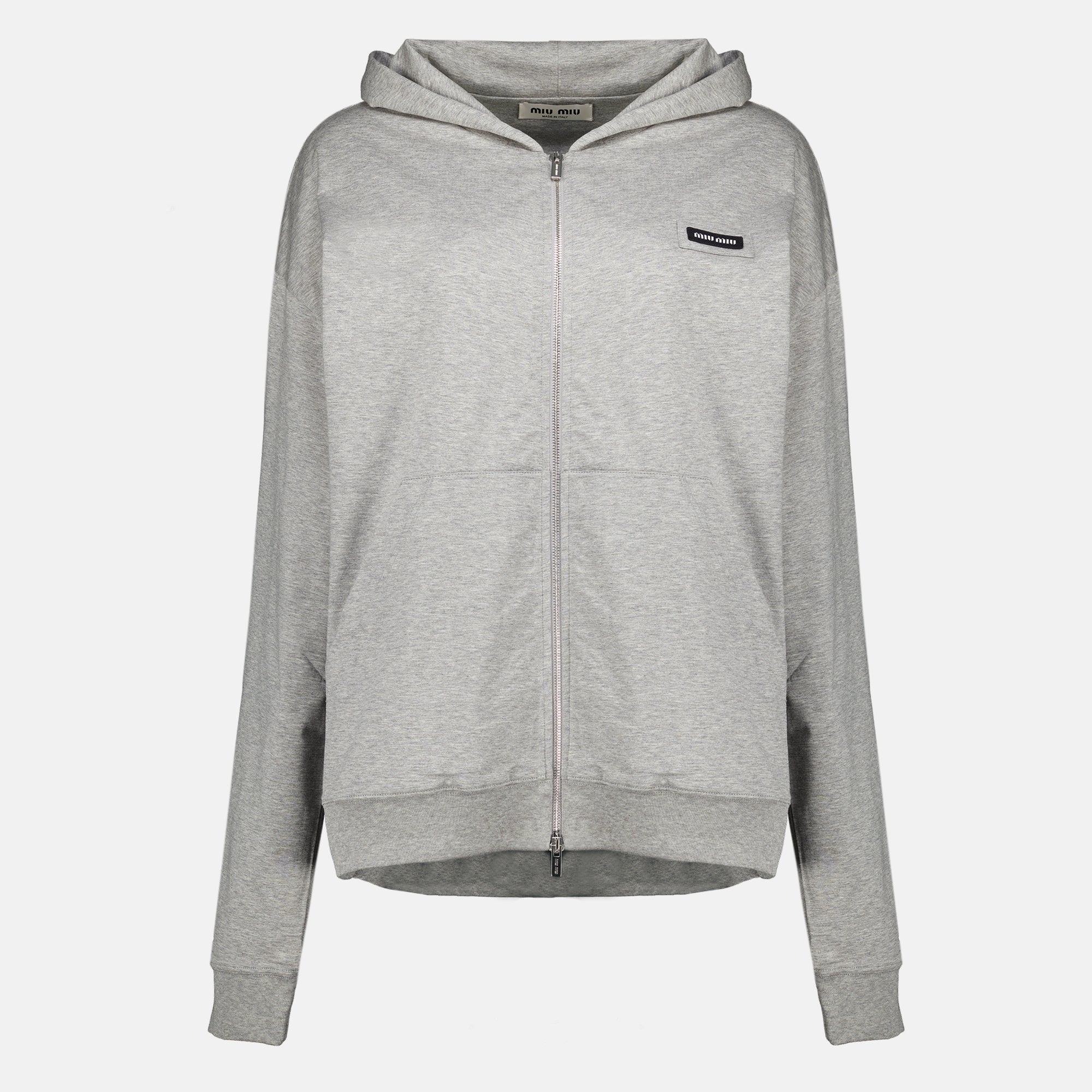 Sweatshirts Casaco de Moletão Cinzento com Capuz Miu Miu Gris Femme