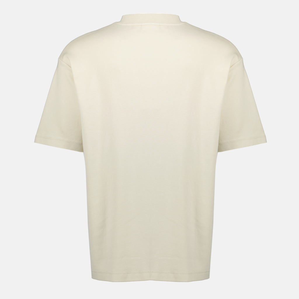 Imagen de la camiseta de eslogan clásica beige de la marca Drole De Monsieur para hombres - Temporada Primavera-Verano 2026 - Vista Trasera