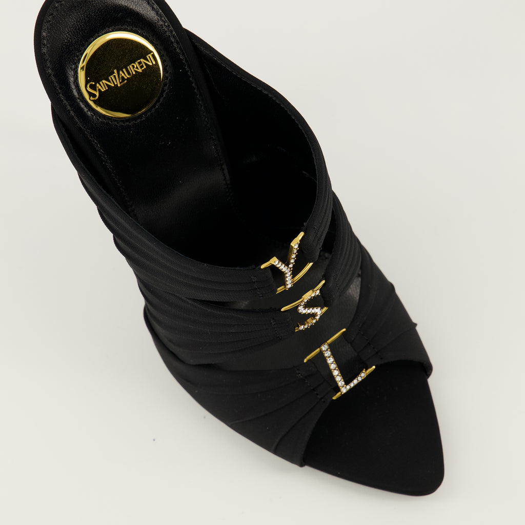 Image de l'article Mules à talons Emilie noir de la marque Saint Laurent pour Femme - Saison Printemps-Été 2026 - Vue détaillée de haut
