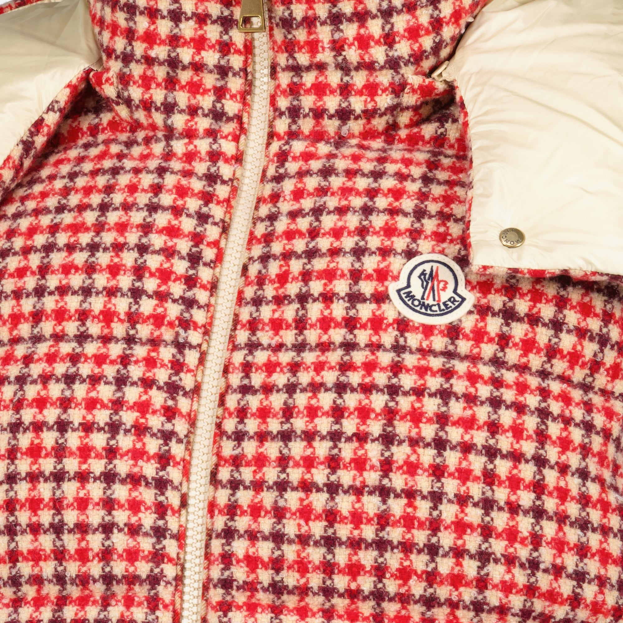 Vestes Chaqueta de plumas sin mangas de cuadro Vichy Niverolles Moncler Rouge Femme
