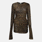 Image de l'article Robe courte en tulle léopard de la marque Saint Laurent pour Femme - Saison Automne-Hiver 2025 - Vue de Face