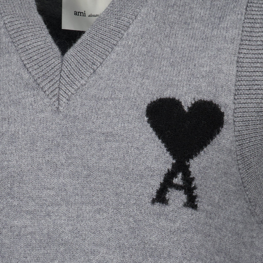 Maille Grauer ärmelloser Pullover AMI de Coeur Ami PARIS Gris Homme