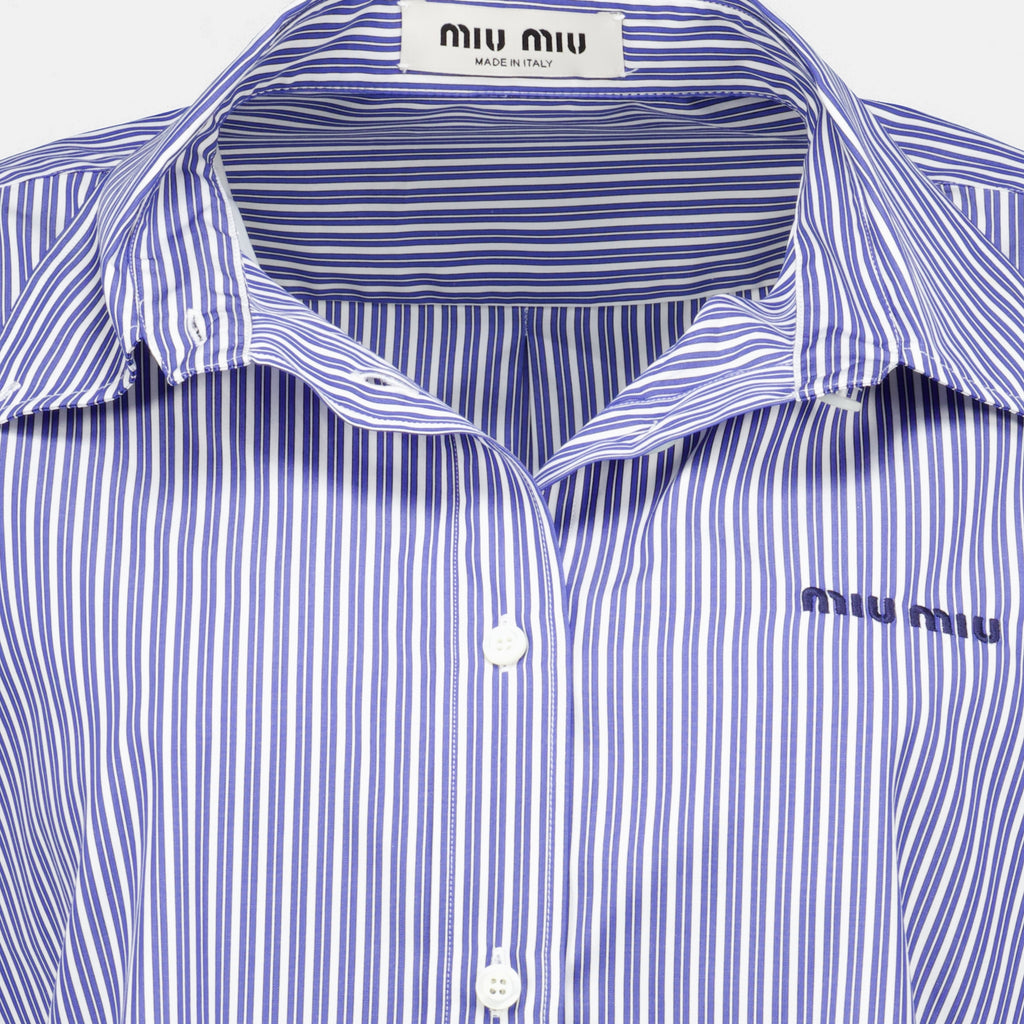 Chemises Camisa Popeline Risgada Azul Marinho Miu Miu Bleu foncé Femme