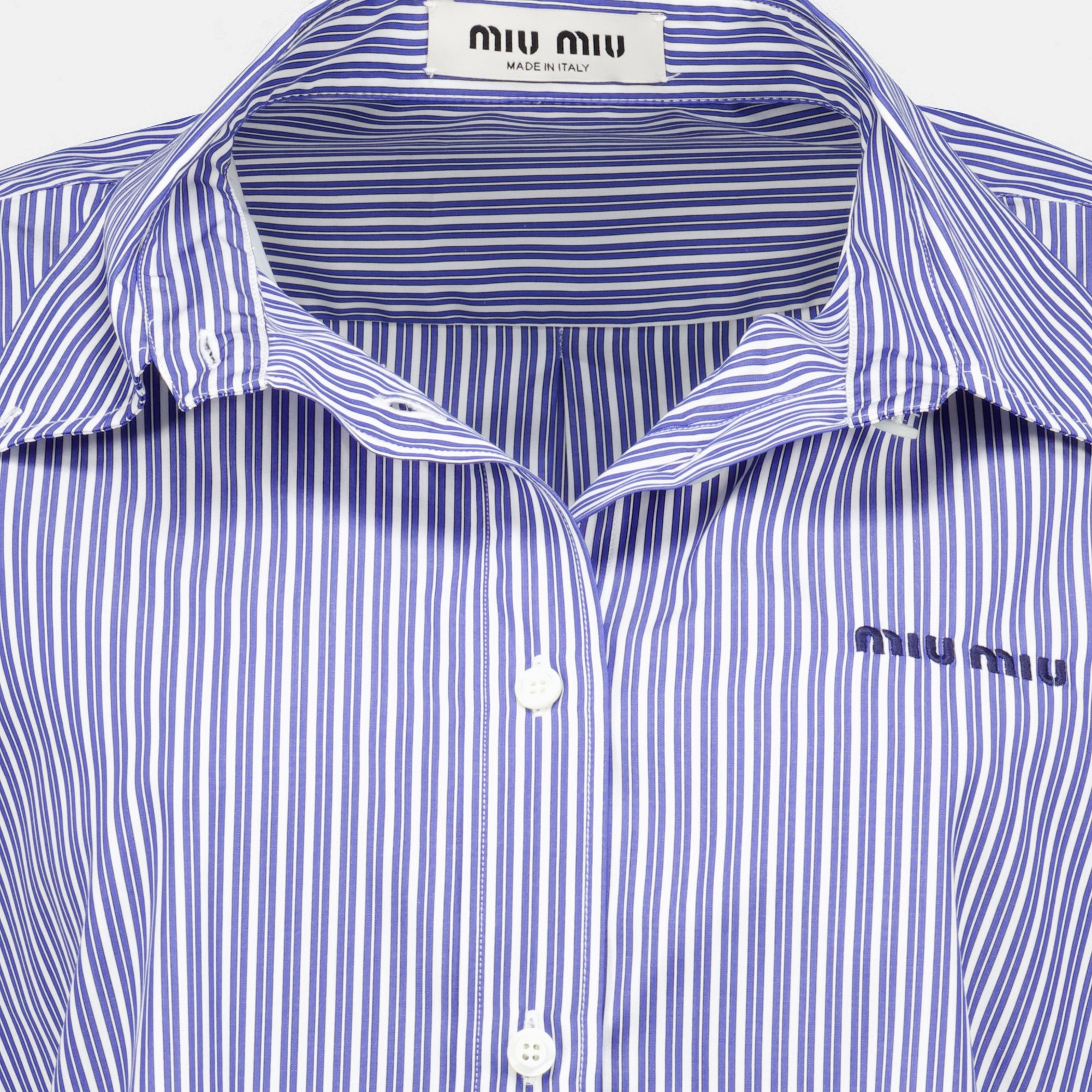 Chemises Camisa Popeline Risgada Azul Marinho Miu Miu Bleu foncé Femme