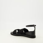 Image de l'article Sandales noir en cuir de la marque Max Mara pour Femme - Saison Printemps-Été 2026 - Vue trois quarts arrière droite