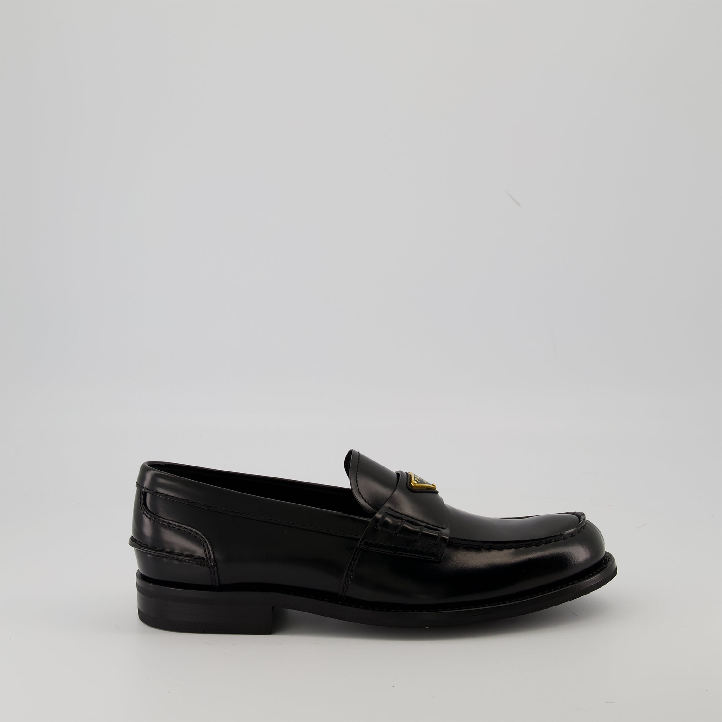 Loafers Brushed Leather Loafers Prada Black Men