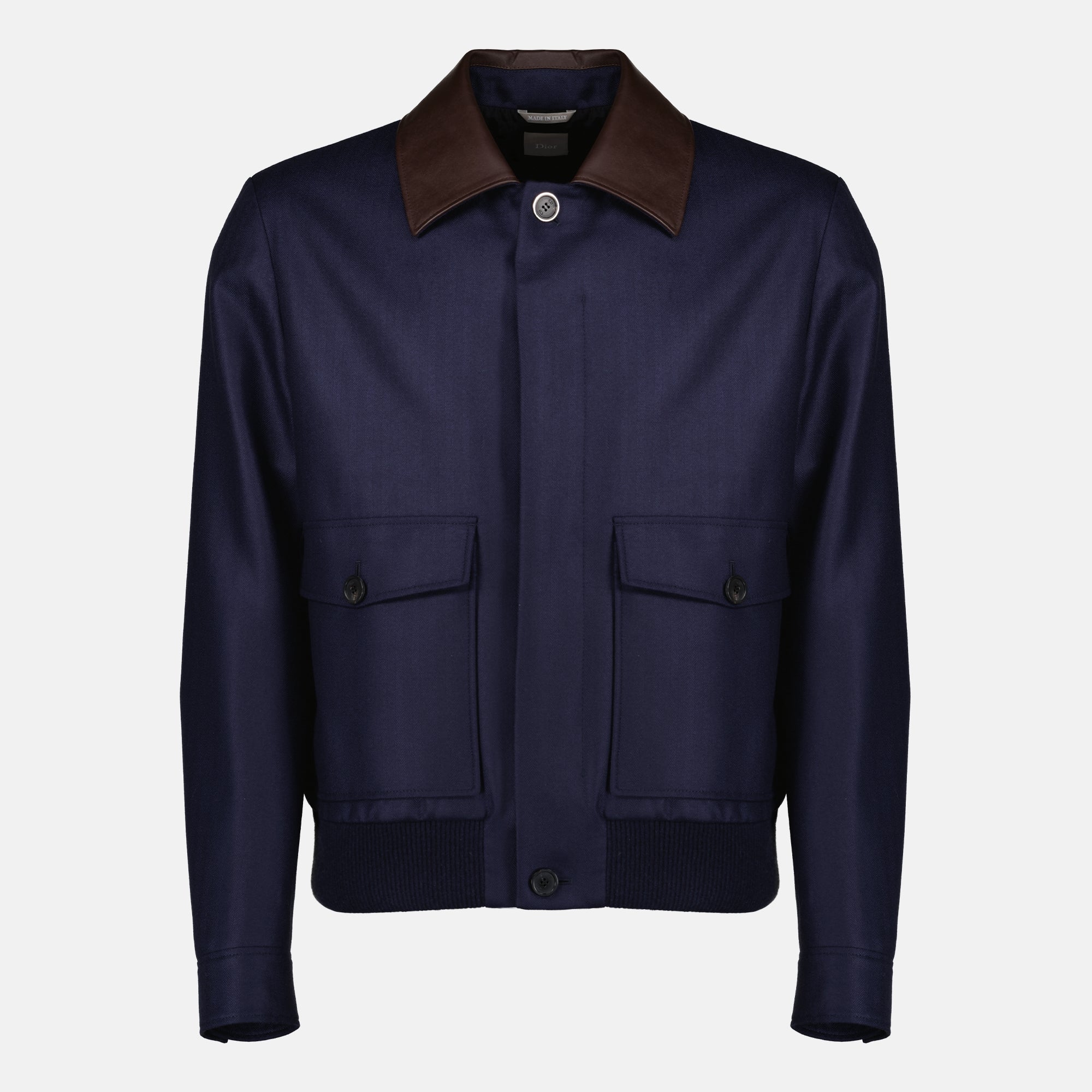Vestes CASACO DE COLARINHO DE COURO AZUL MARINHO Dior Bleu foncé Homme