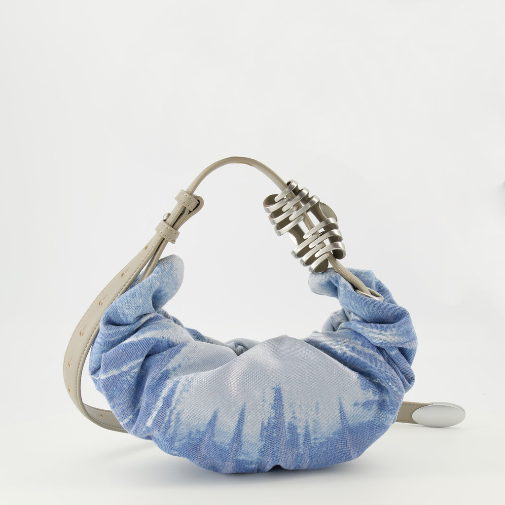 Immagine della borsa Grab-D Hobo in denim satinato blu di Diesel per donna - Collezione Primavera-Estate 2026 - Vista Posteriore