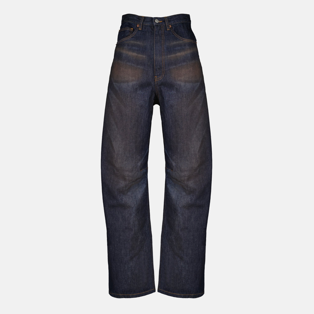 Pantalons Pantaloni in Denim Blu Scuro Ampio Mm6 Bleu foncé Femme