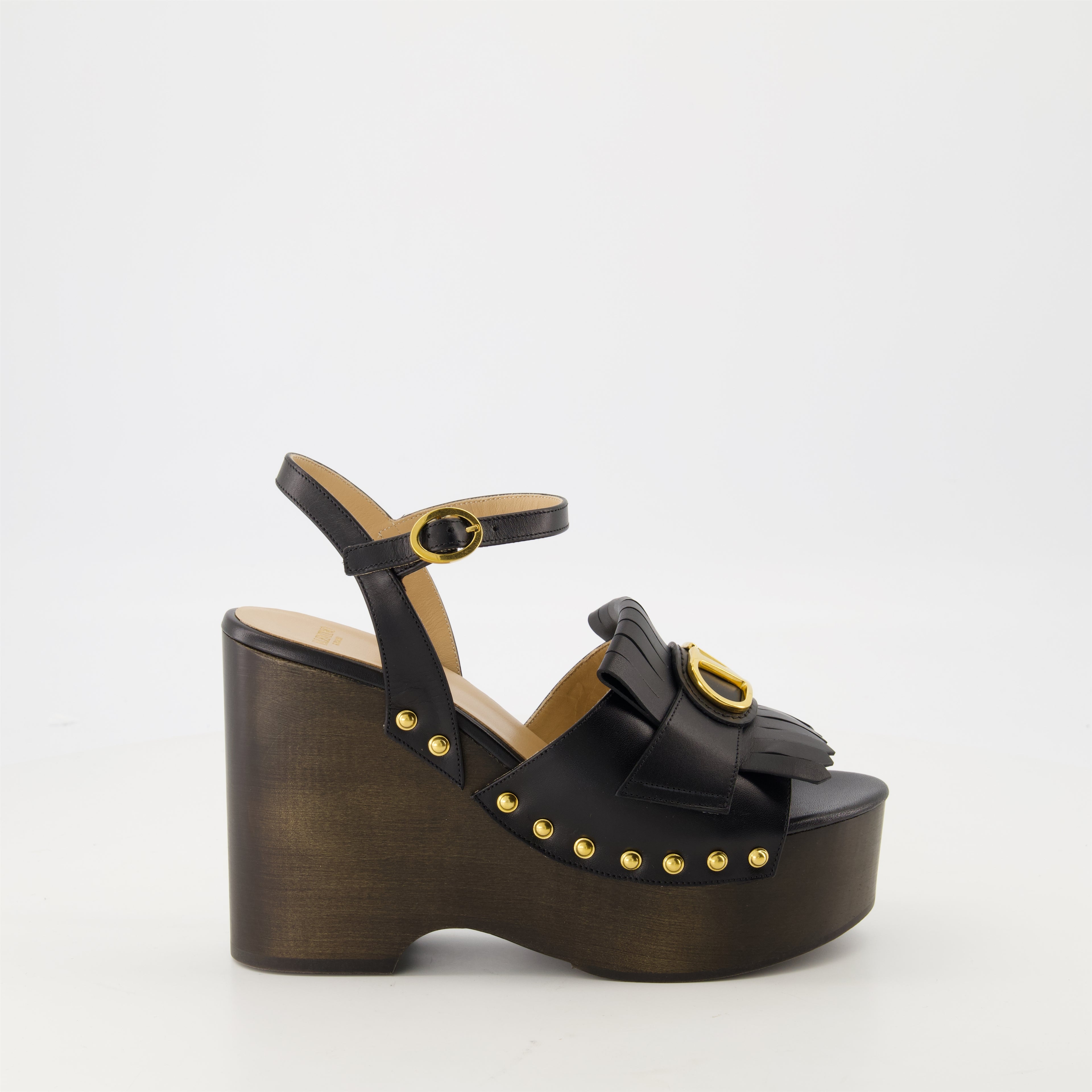 플랫폼 슈즈 VLogo 웨지 샌들 Valentino Garavani 검은색 Femme