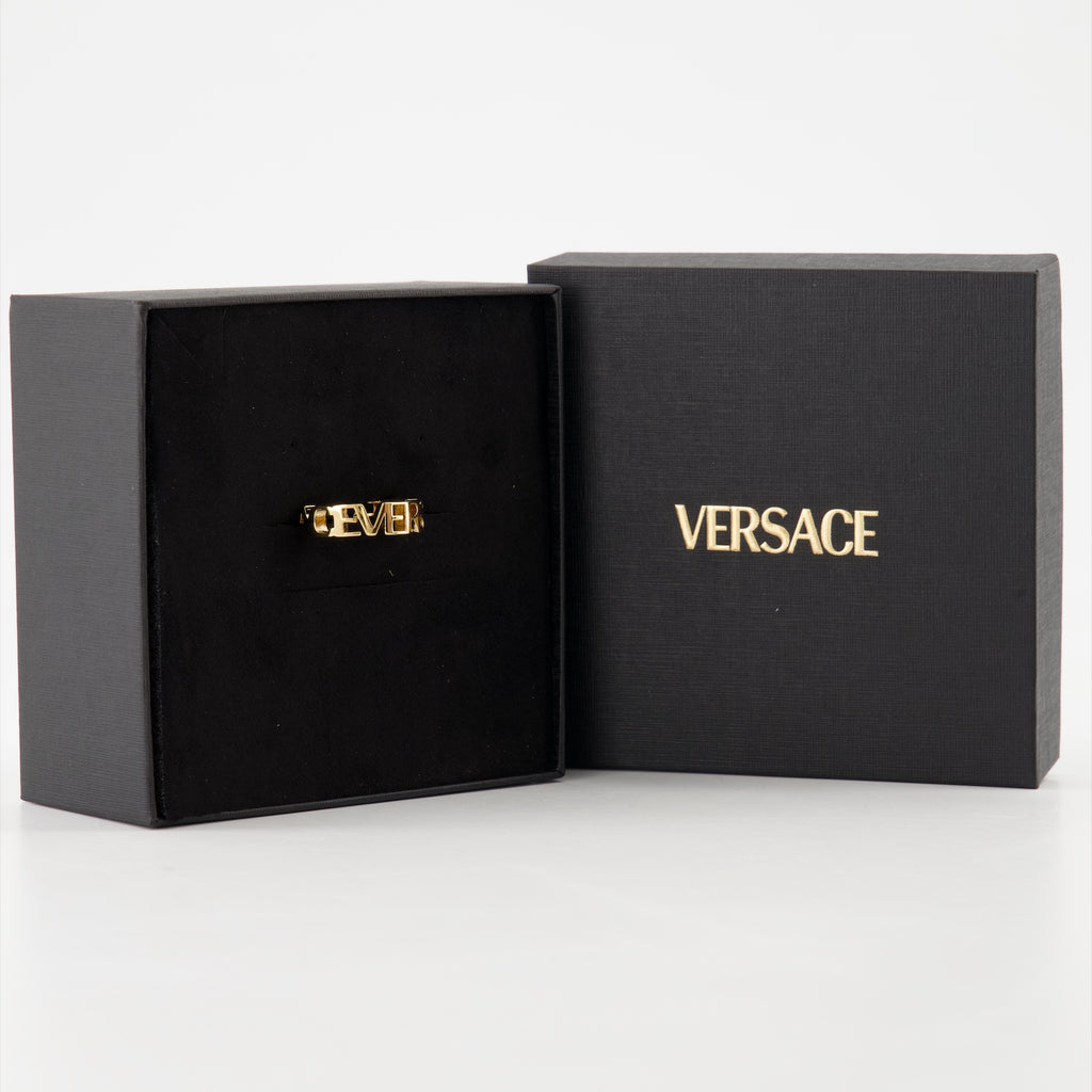 Bijoux Bague à logo Versace Doré Unisexe