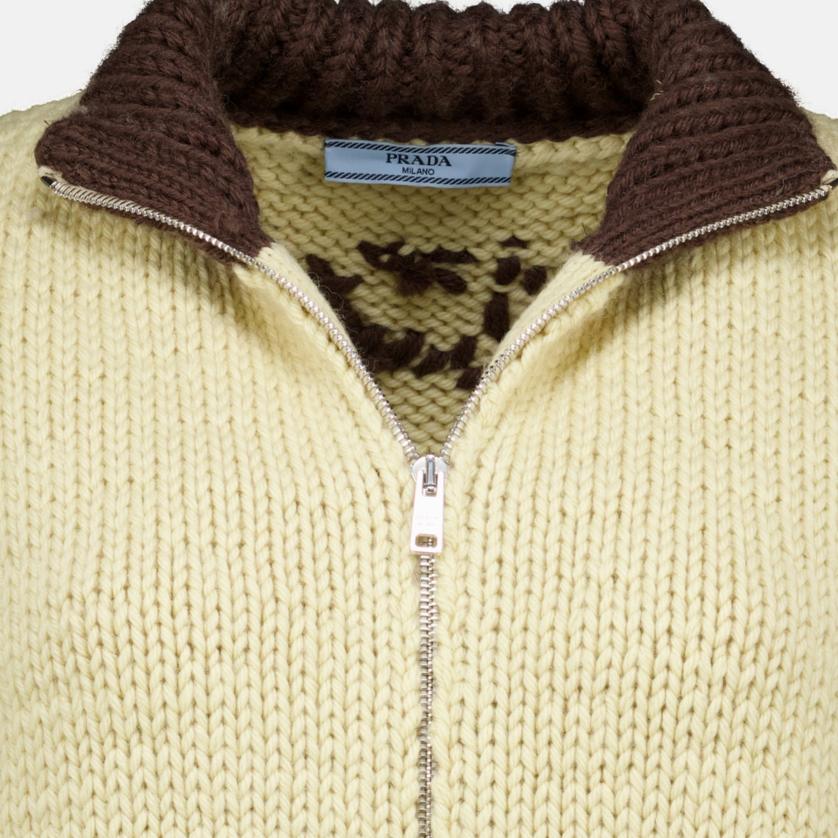 Maille Reißverschluss Wolle Cardigan Prada Marron Femme