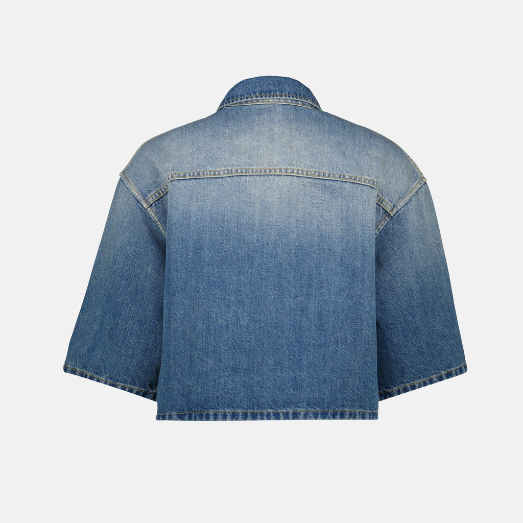 Image of the article Short Denim Shirt by Prada for Women - Autumn-Winter 2025 - Detailed View_2