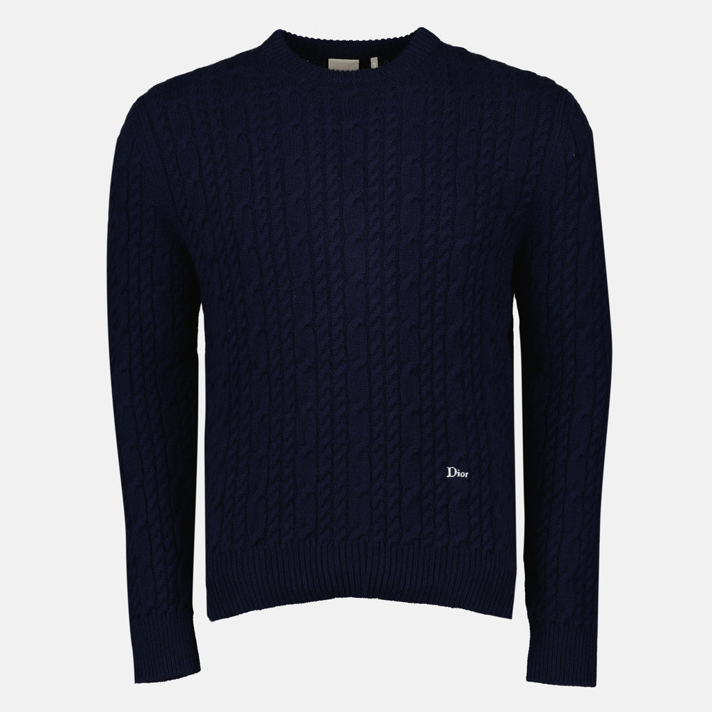 Image de l'article Pull en maille bleu marine de la marque Dior pour Homme - Saison Printemps-Été 2026 - Vue de Face