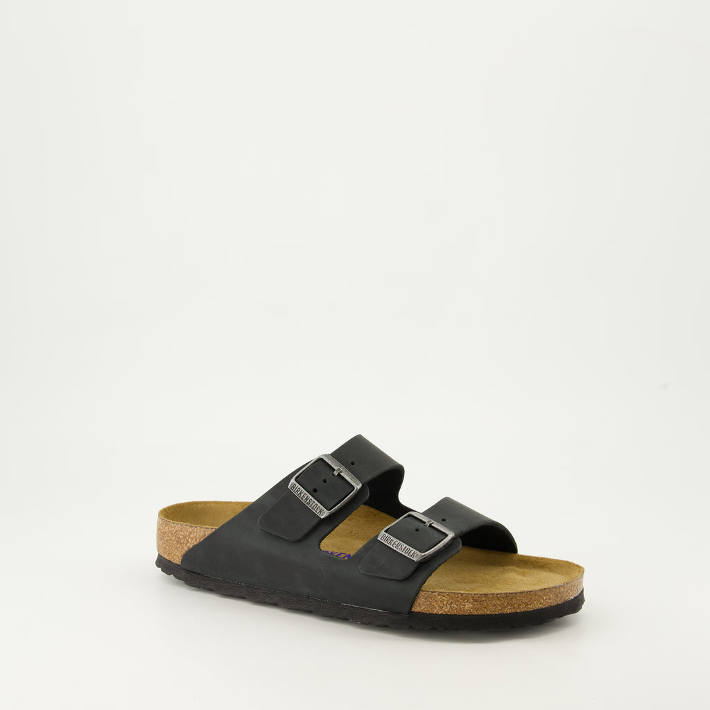 Open shoes Arizona Slippers Birkenstock Black Homme