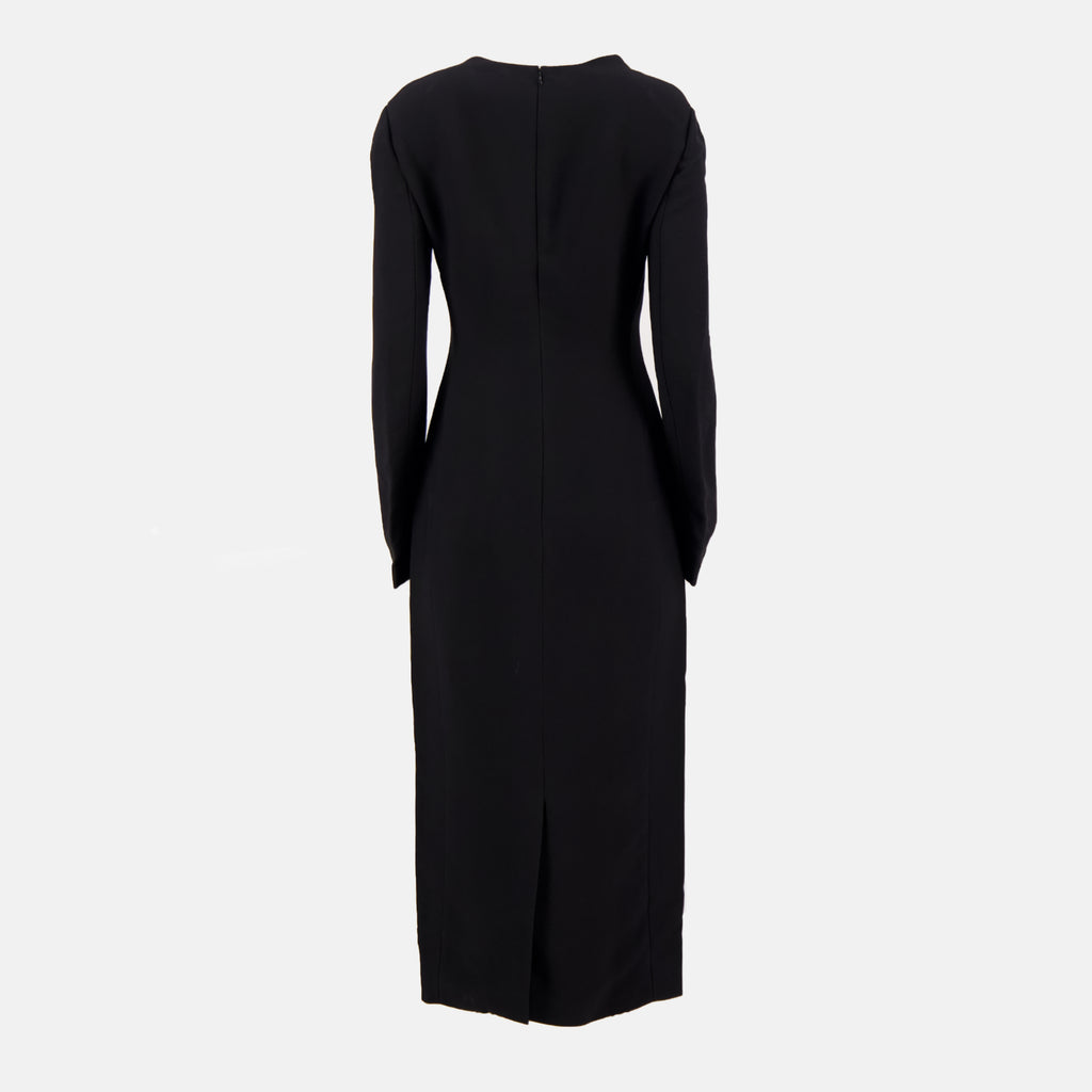 Imagen del vestido largo negro de la marca Prada para mujer - Temporada Otoño-Invierno 2022 - Vista trasera