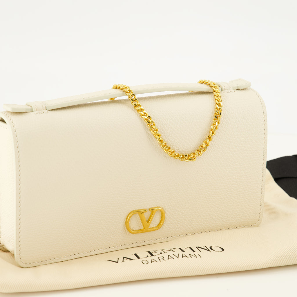 Petite maroquinerie VLogo Chain Wallet in White Leather Valentino Garavani Blanc Femme