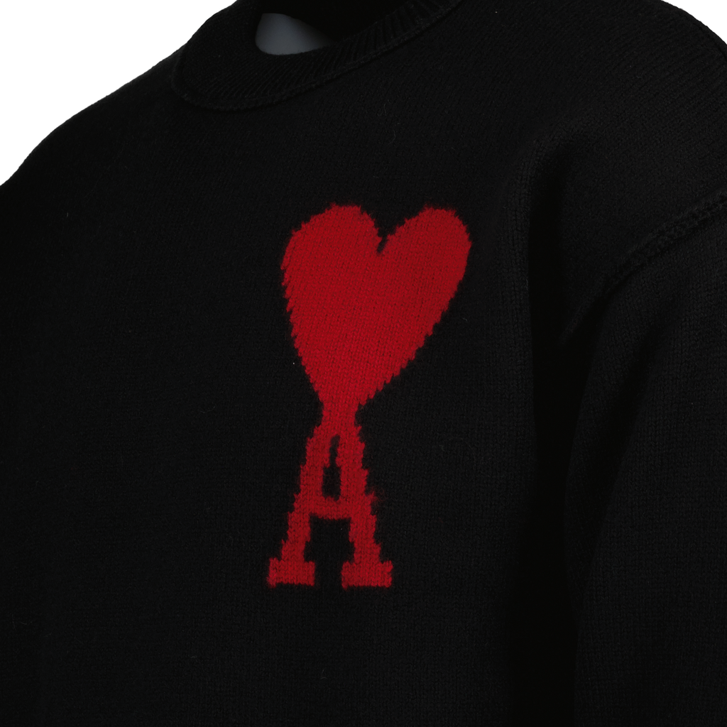 Maille Pull Ami de coeur oversize Ami PARIS Noir Unisexe