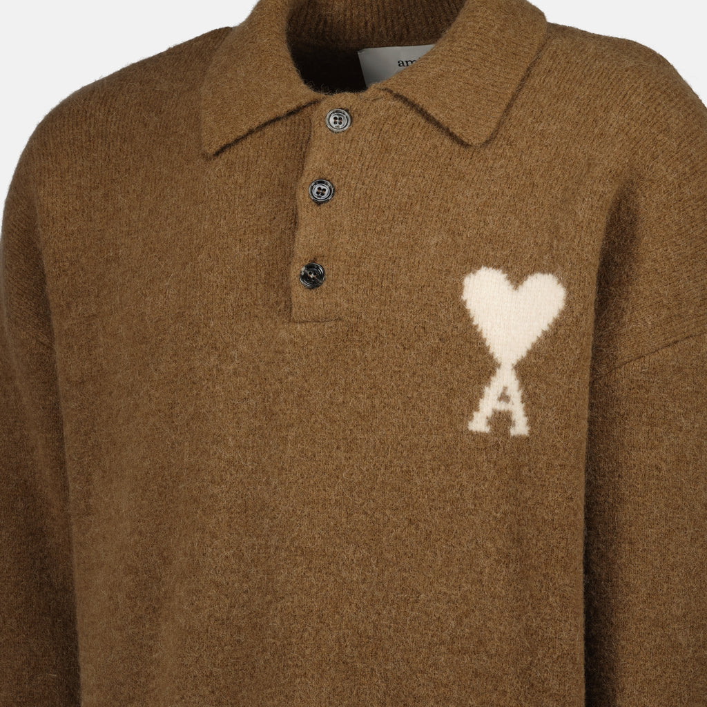 Image de l'article Polo en alpaga de la marque Ami PARIS pour Unisex - Saison Automne-Hiver 2025 - Vue détaillée_2