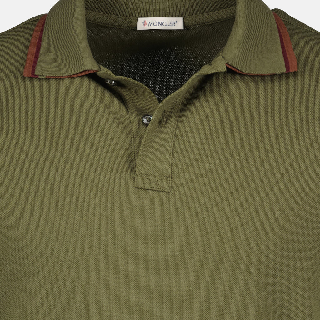 Polos Polo de Piqué de Algodão Caqui Moncler Kaki Homme