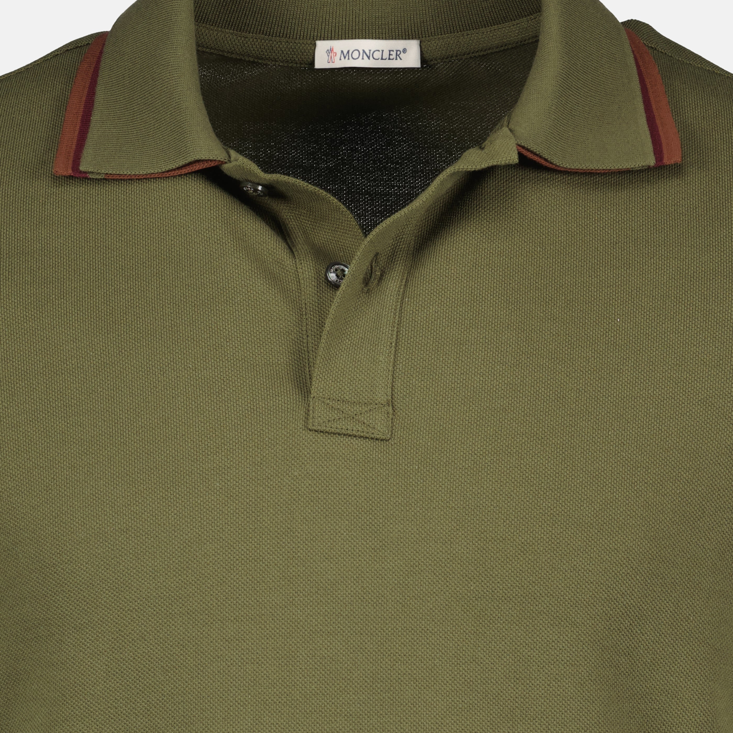 Polos Polo en piqué de coton kaki Moncler Kaki Homme