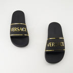 Scarpe aperte Pantofole con Logo Versace Nero Femme