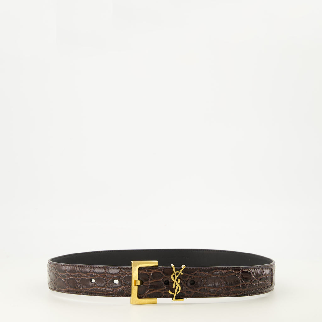 Ceintures Cintura in Pelle di Coccodrillo Cassandre Saint Laurent Marron Femme