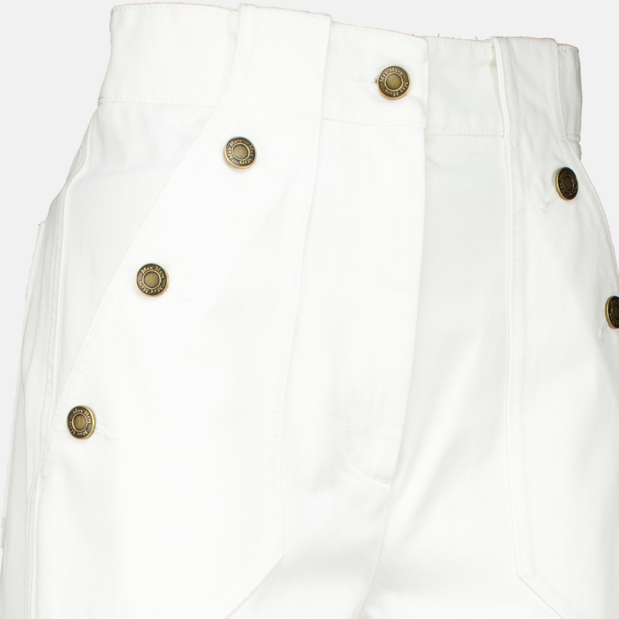 Pantalons 와이드 화이트 불 코튼 팬츠 Max Mara Blanc Femme