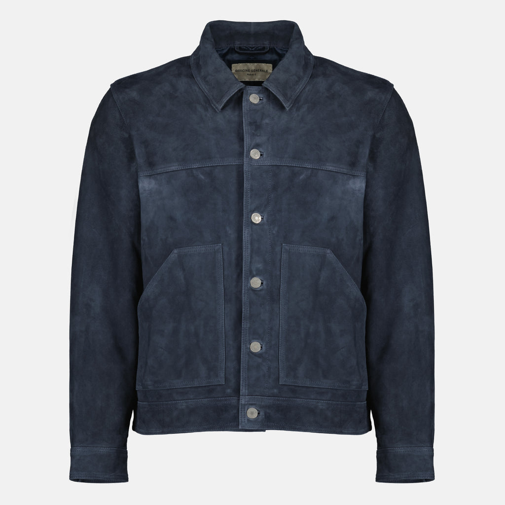 Vestes Veste Loki en suède Officine Générale Bleu foncé Homme