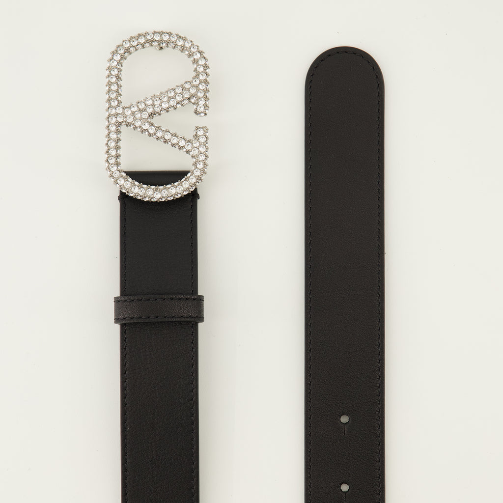 Imagem do artigo Cinto VLogo preto com cristais Swarovski® de 30 mm da marca Valentino Garavani para Mulheres - Temporada Primavera-Verão 2026 - Vista Detalhada_2