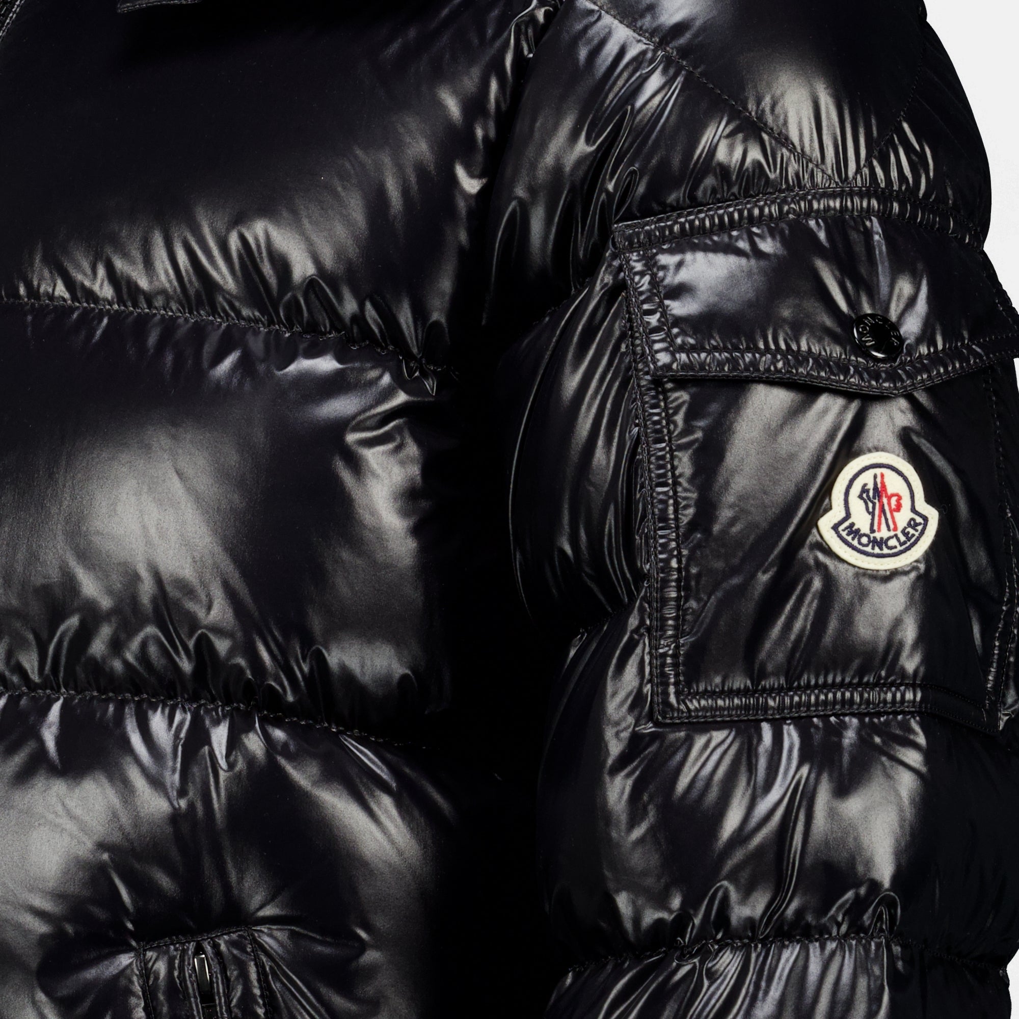 Manteaux Chaqueta Acolchada Negra Maya en Nylon Brillante Moncler Noir Homme