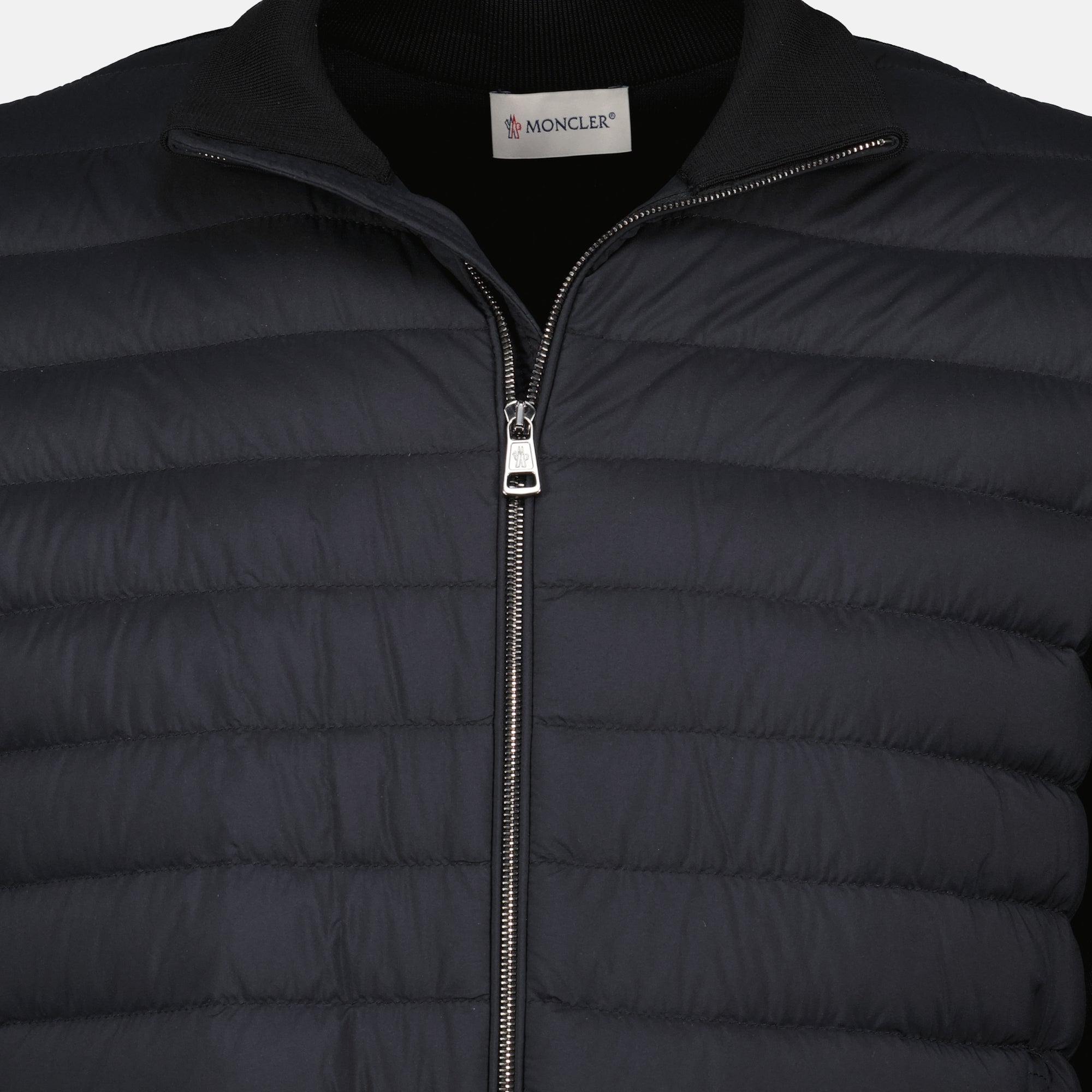 Image of the Moncler black two-material jacket for men - Spring-Summer 2026 - Detailed View_2