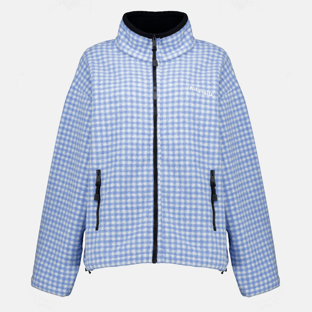 Vestes Vichy Karomuster Fleece-Jacke Miu Miu Bleu Femme