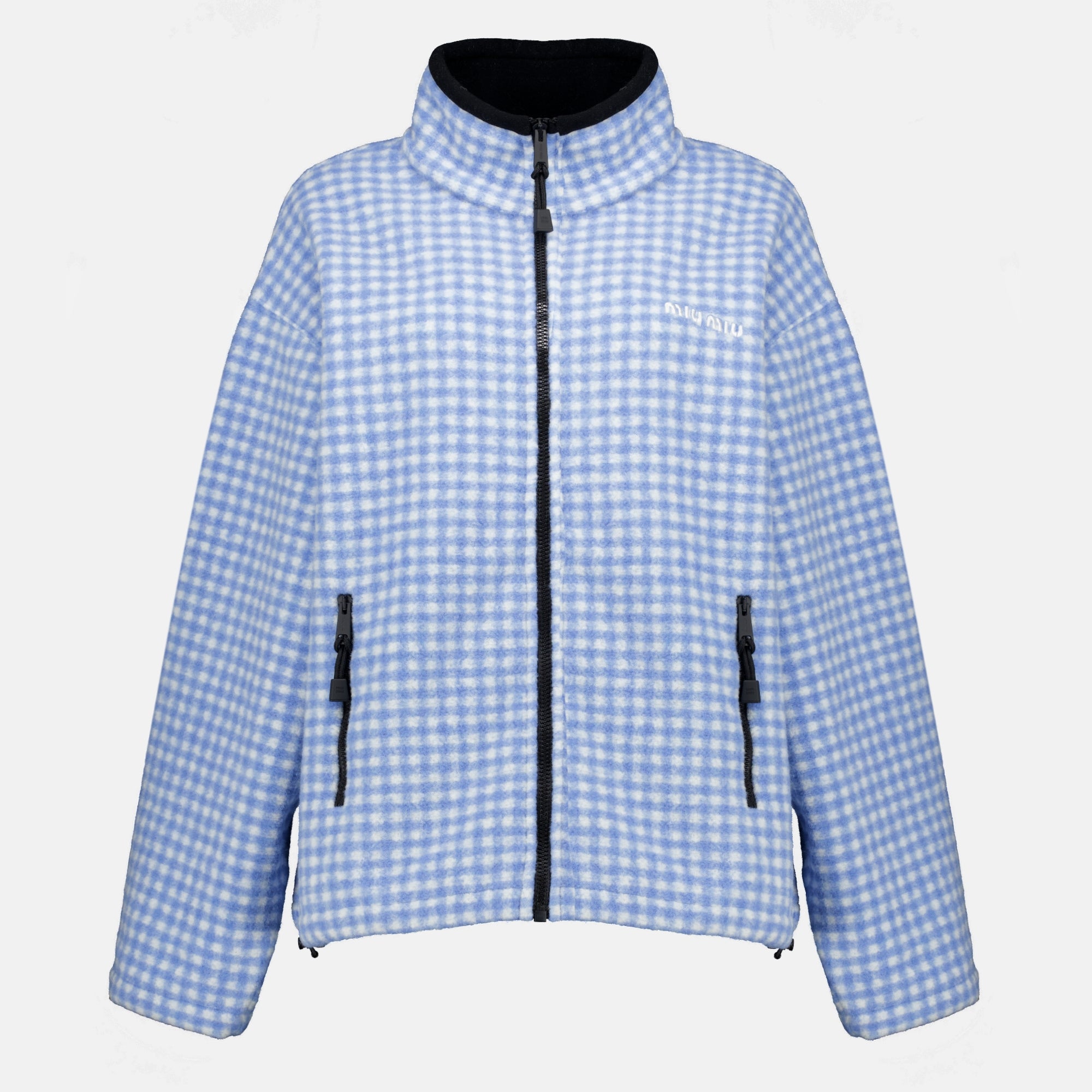 Vestes Vichy Karomuster Fleece-Jacke Miu Miu Bleu Femme