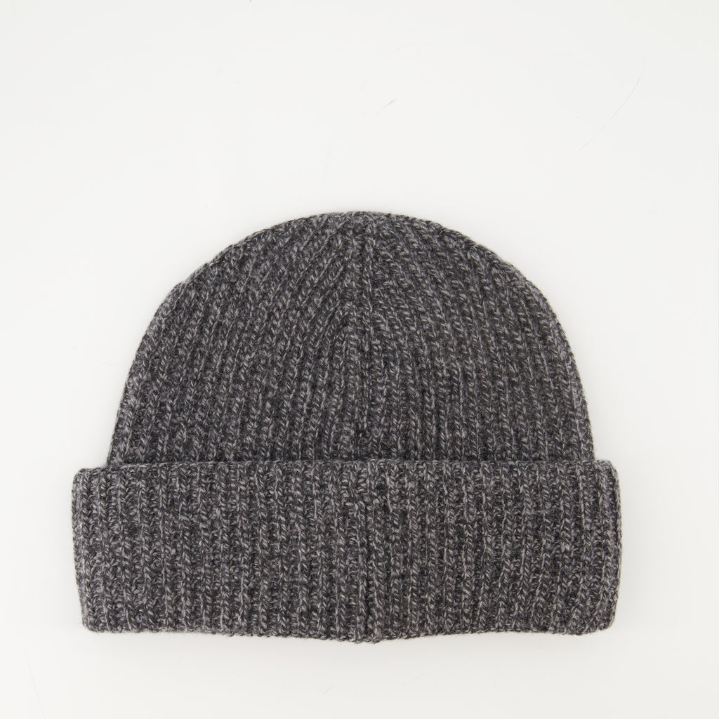 Image of the Moncler Men's Wool and Cashmere Beanie - Autumn-Winter 2025 - Back View