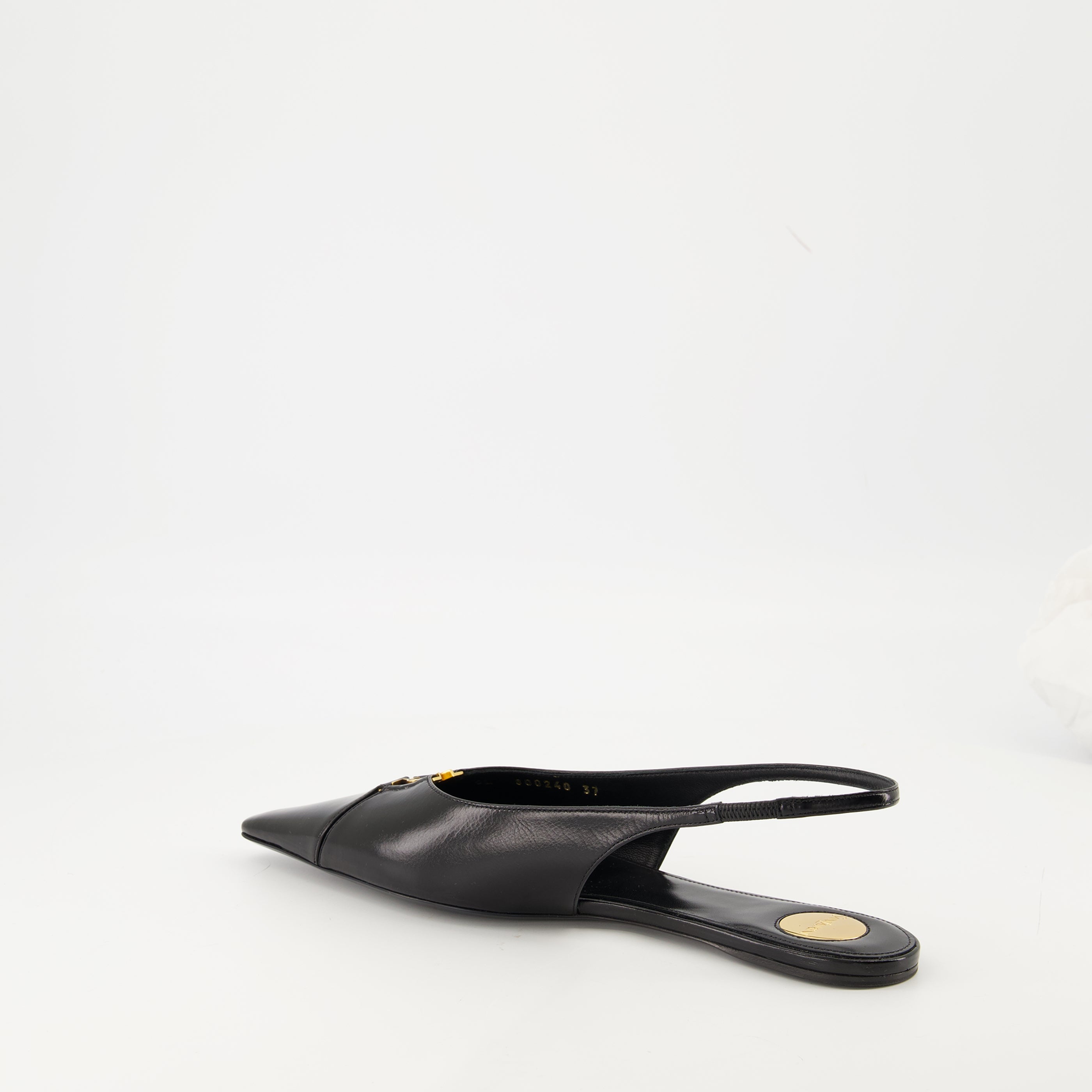 Image de l'article Ballerines babylone Slingbacks de la marque Saint Laurent pour Femme - Saison Automne-Hiver 2025 - Vue trois quarts arrière droite