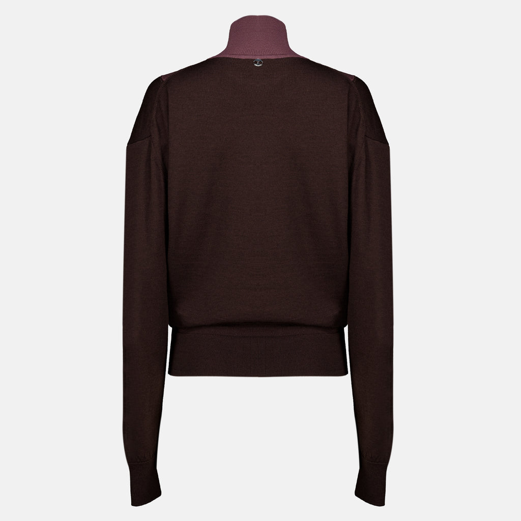 Maille Pullover de Malha Bicolor Rabanne Marron Femme