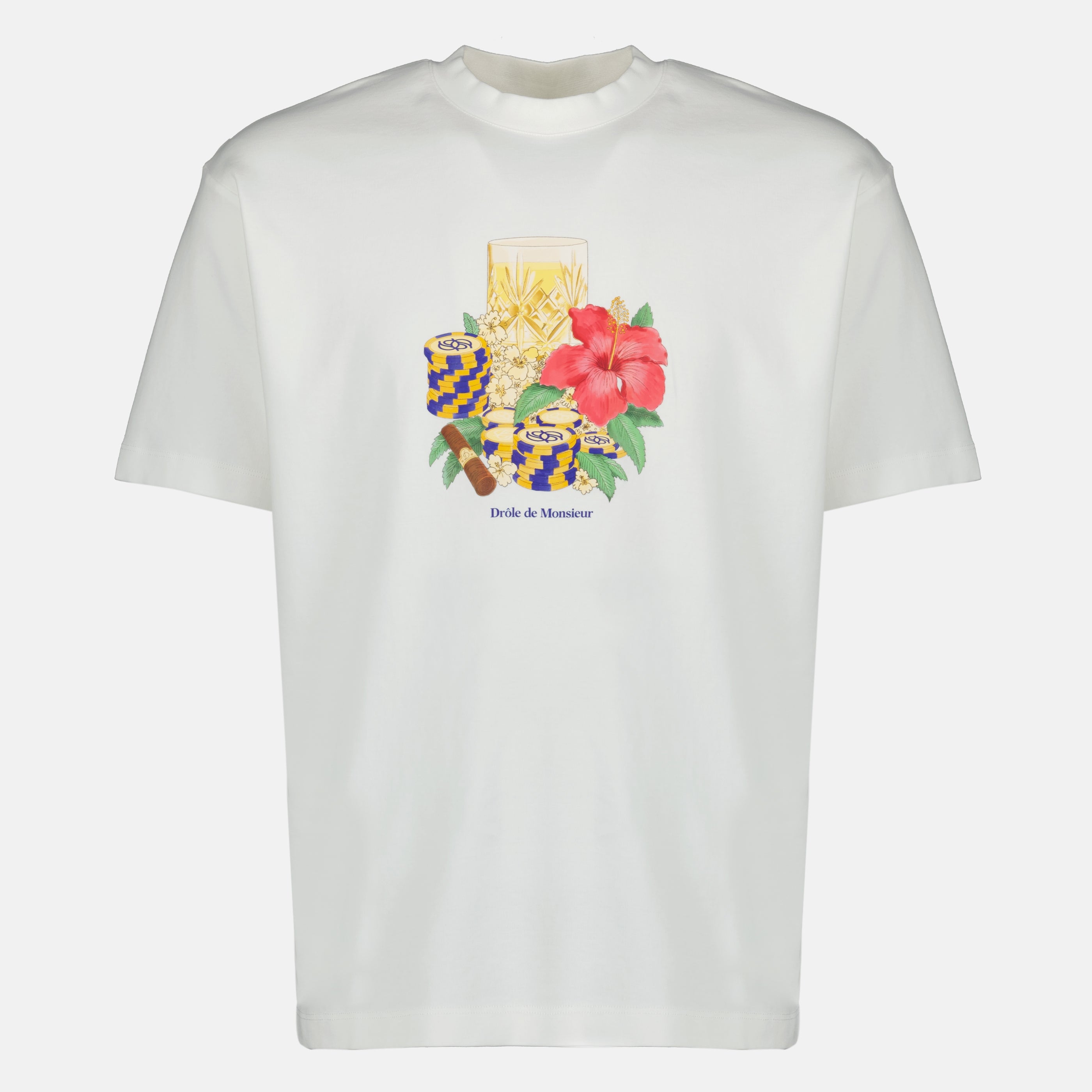 T-shirts White Hibiscus Club T-Shirt Drole De Monsieur Blanc Homme