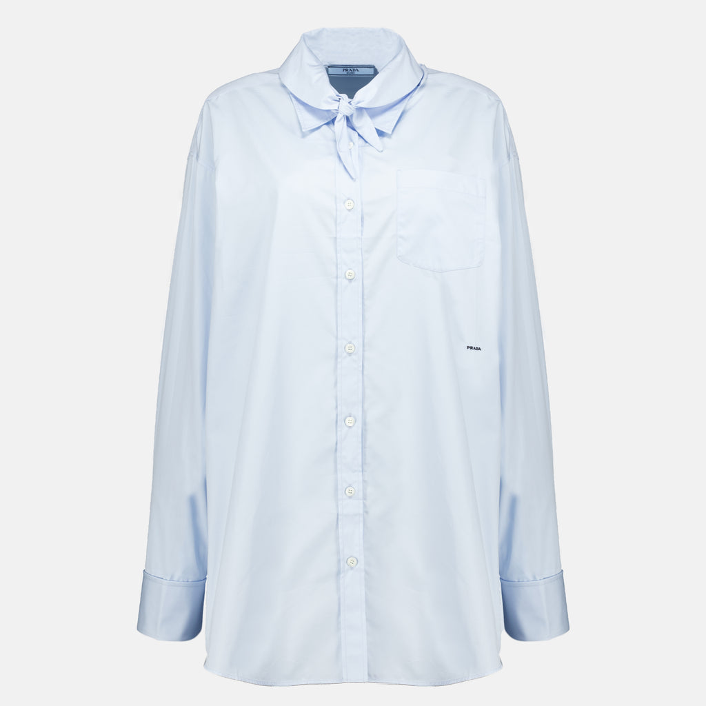 Chemises Camisa de Popeline Azul Prada Bleu Femme